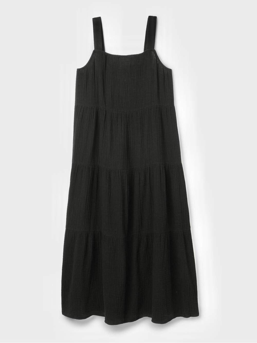 EILEEN FISHER ‘Organic Cotton Lofty Gauze Tiered Dress’ in Black